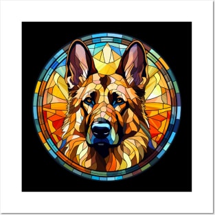 Stained Glass German Shepherd Dog Posters and Art